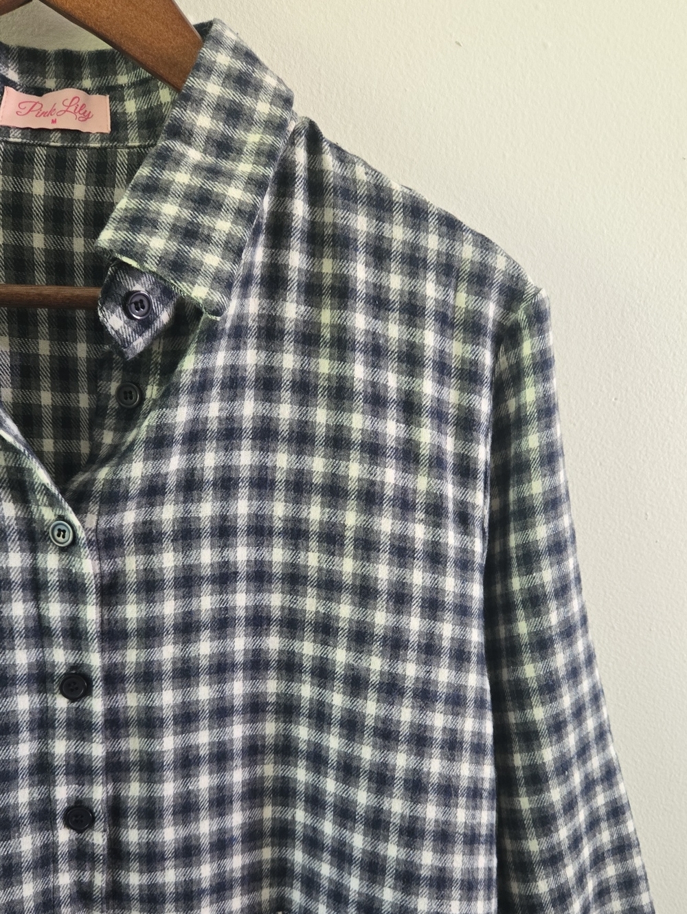 Pink Lily Plaid Dress Blue & White Medium - Picture 5 of 6
